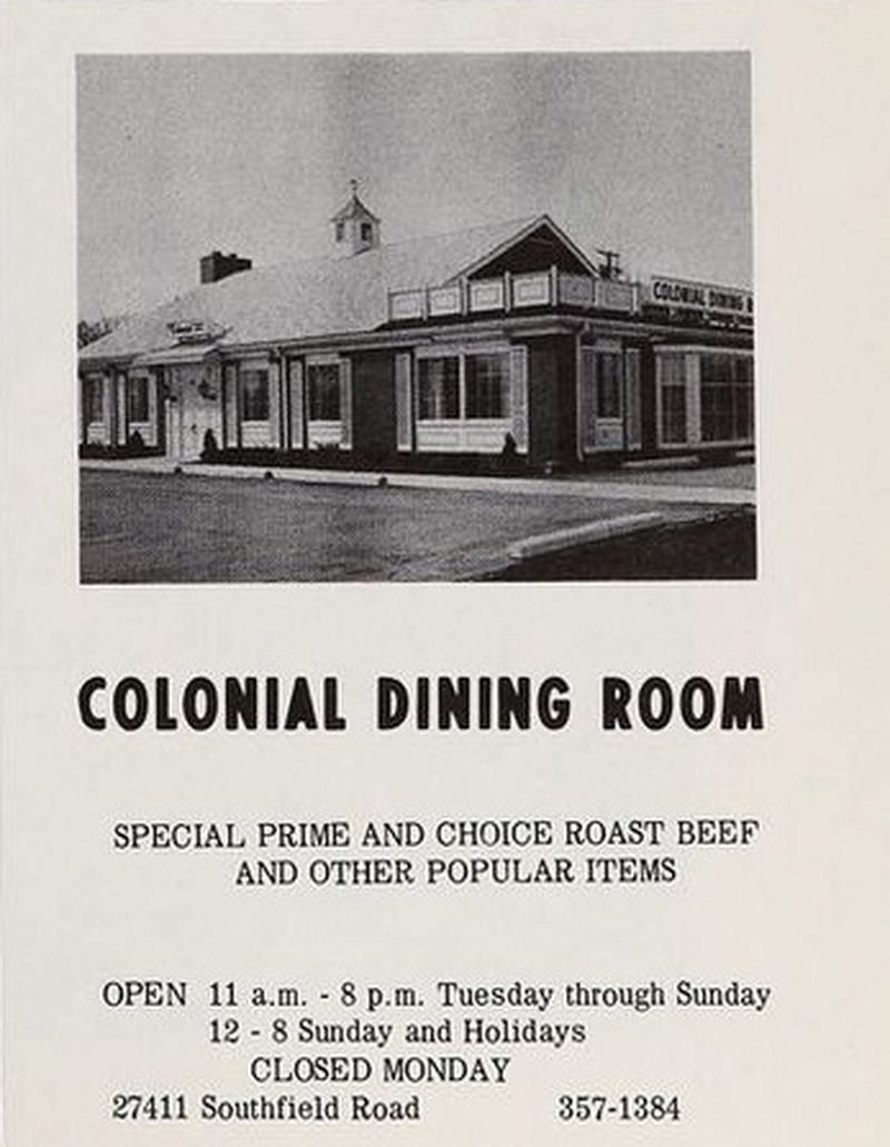 Colonial Dining Room - Southfield High School - Blue And Gray Yearbook  Class Of 1967 (newer photo)